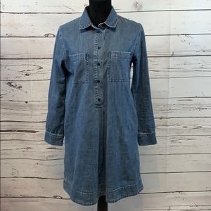 Madewell Denim Popover Shirt Dress Ling Sleeve M